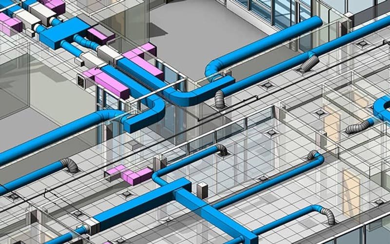 Exposed mechanical and electrical services coordinated inside a building shell